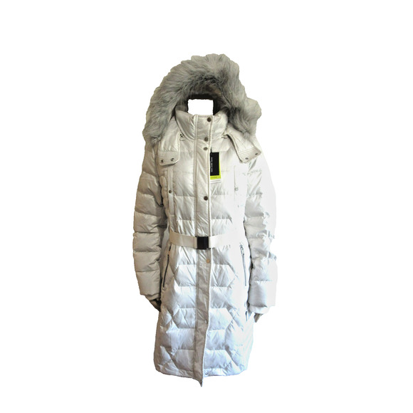 Marc New York Andrew Marc White L Quilted Down Insulated Faux Fur Puffer Coat - Picture 1 of 10